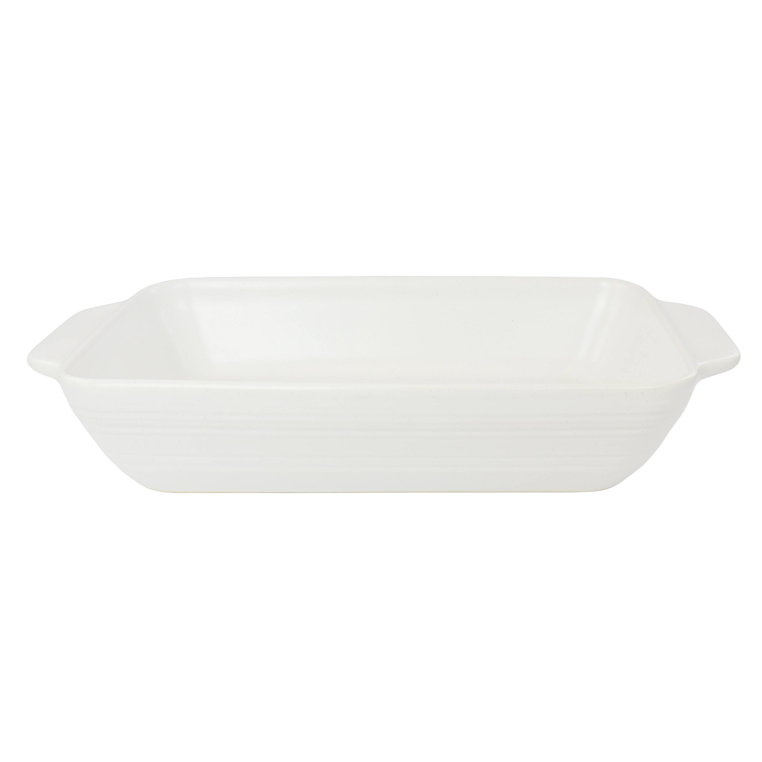 Alt View 1. Gibson - Gibson 4 Quart Rectangular Stoneware Baker in White Speckle - White Speckle.