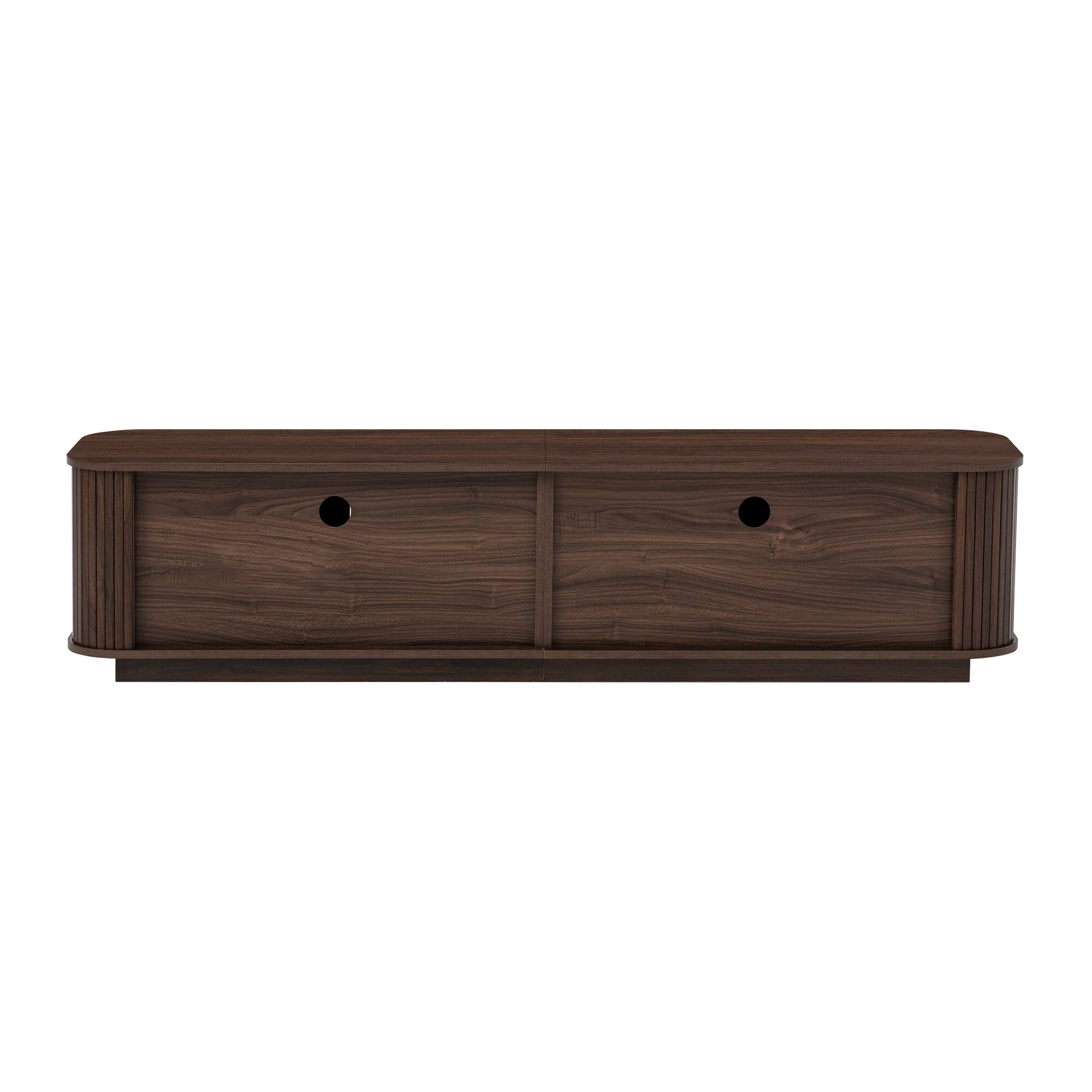 Alt View 2. Whisen - 70-Inch Modern TV Stand for TVs up to 80-Inch,Media Entertainment Console with Cured Corners and Ample Storage - Dark Brown.