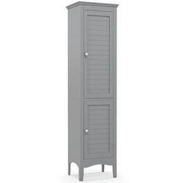 Kadyn - Tall Bathroom Floor Cabinet with Shutter Doors and Adjustable ShelfGray Bathroom Cabinets for Entryway Storage - Gray