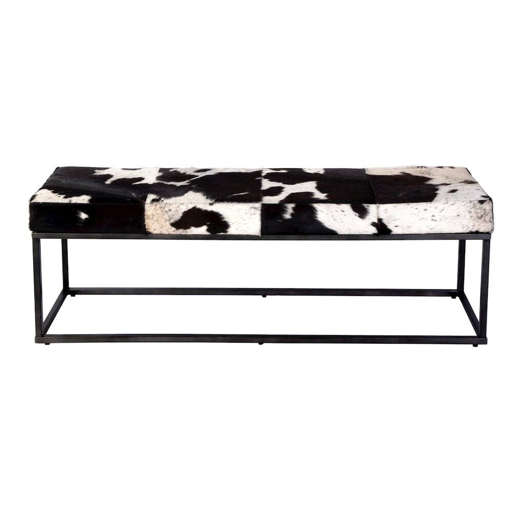 Back. Butler Specialty - Stinson 54 in. W Hair on Hide and Iron Accent Bench - Black And White.
