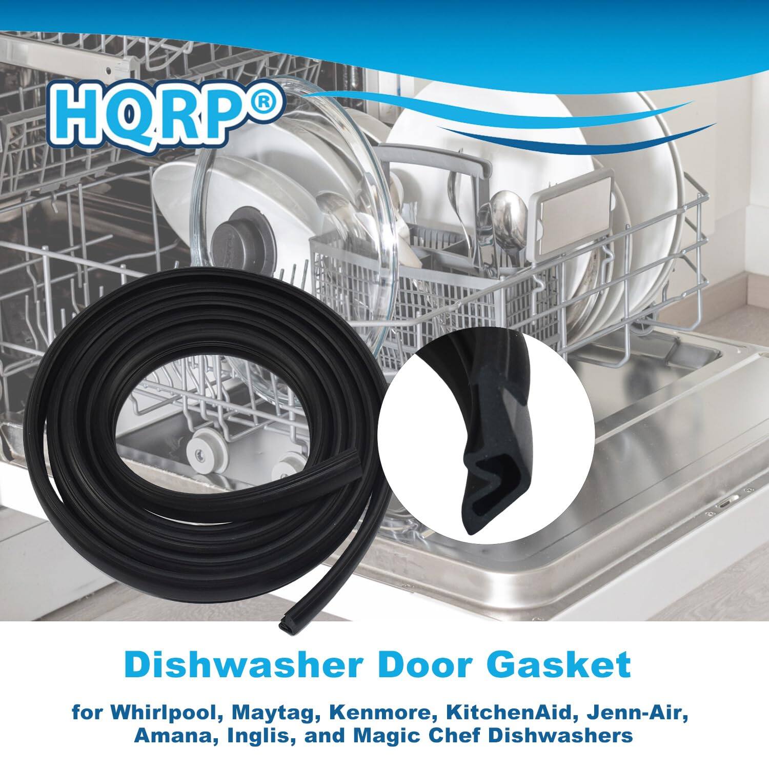 HQRP Dishwasher Door Gasket for Whirlpool, Maytag, Kenmore, KitchenAid, Jenn-Air, Amana, Inglis, and Magic Chef Dishwashers