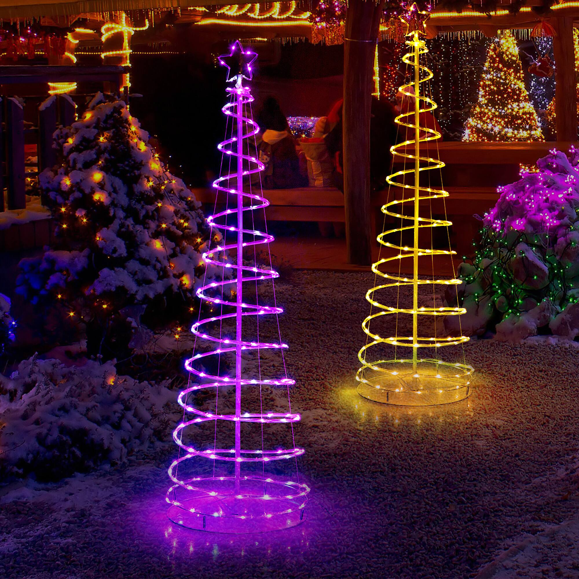 Alt View 3. Gymax - Gymax 6FT Retractable Spiral Christmas Tree Smart Decor Tree w/ 135 LED Lights & APP Control - White.