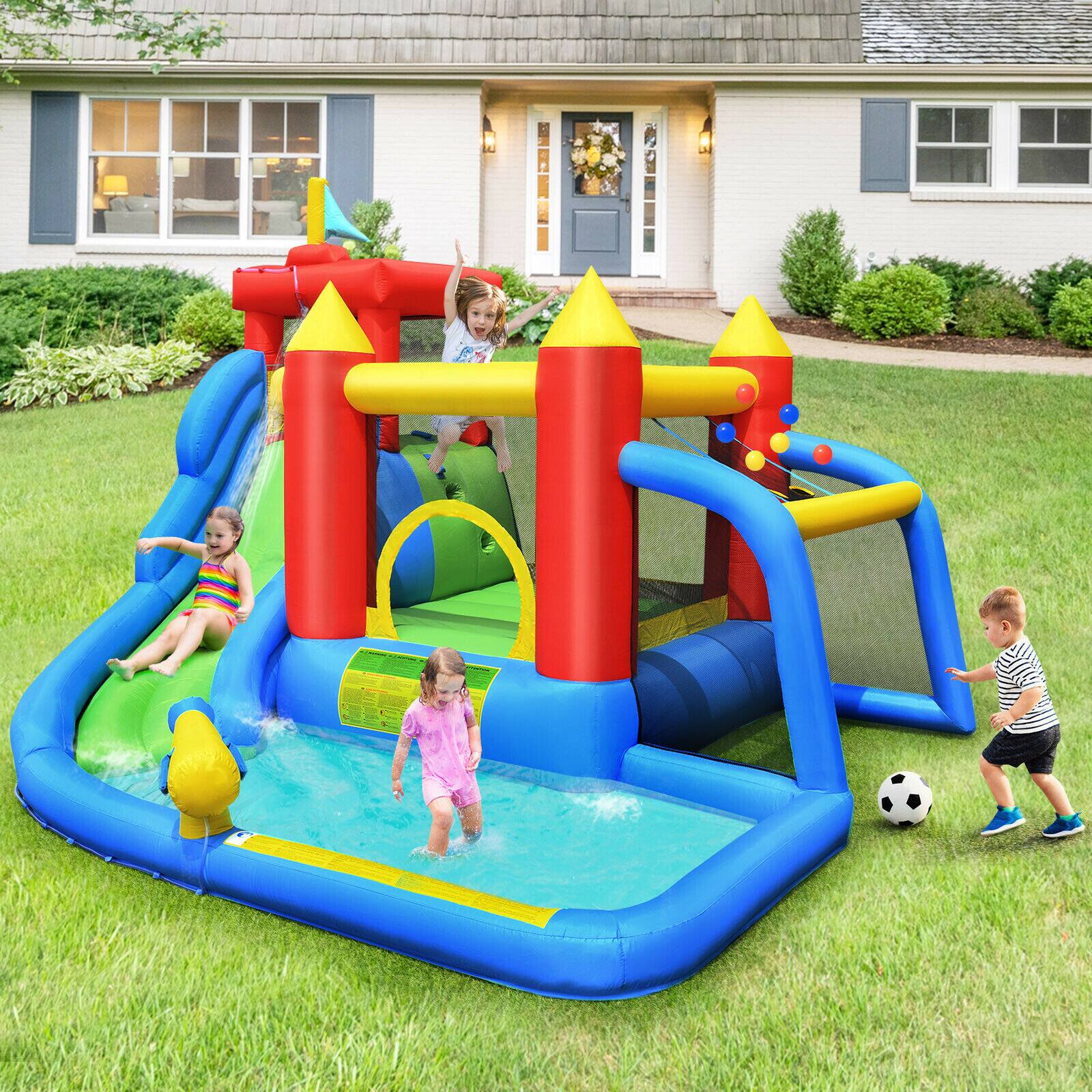 Alt View 1. Ecooso - Inflatable Bouncer Water Park w/ Slide & Splash Pool, No Blower.