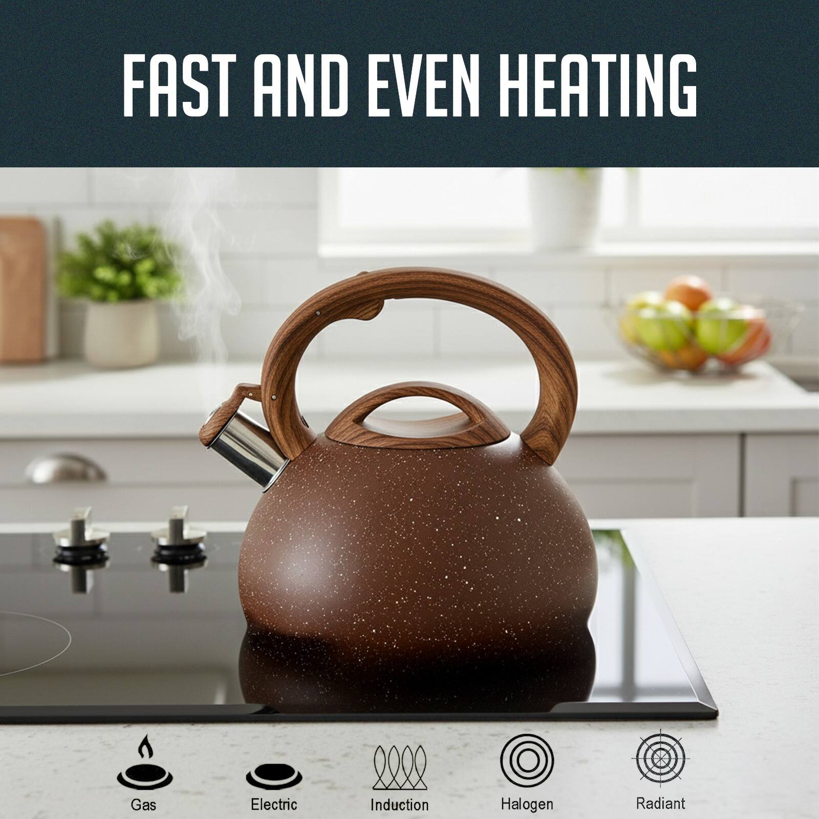 FAST AND EVEN HEATING

Gas  
Electric  
Induction  
Halogen  
Radiant