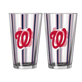 Logo Brands - Washington Nationals Two-Piece 16oz. Striped Pint Glass Set - Multicolor