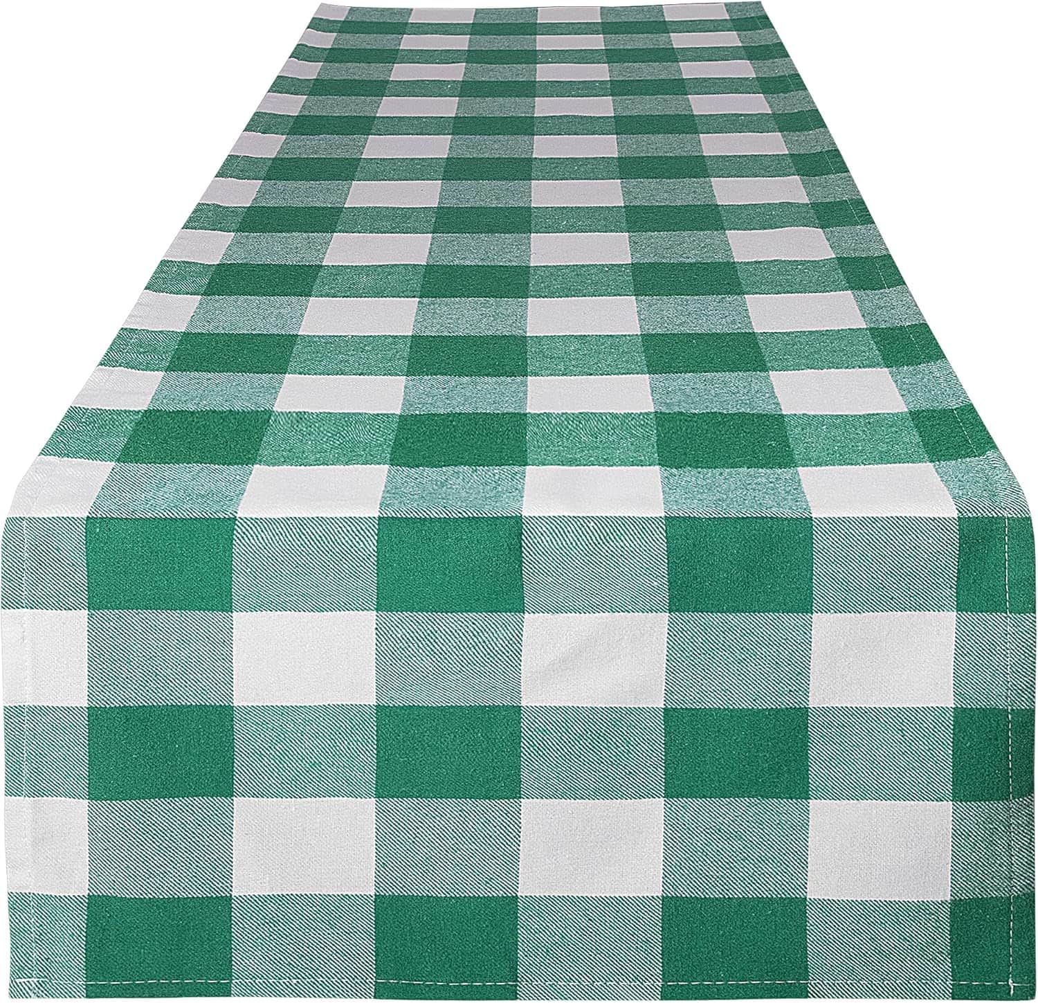 Zulay Kitchen - Zulay Home 14"x72" Table Runner - Thick Poly Cotton Buffalo Plaid Table Runners - Green and White