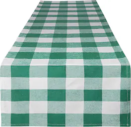 Zulay Kitchen - Zulay Home 14"x72" Table Runner - Thick Poly Cotton Buffalo Plaid Table Runners - Green and White