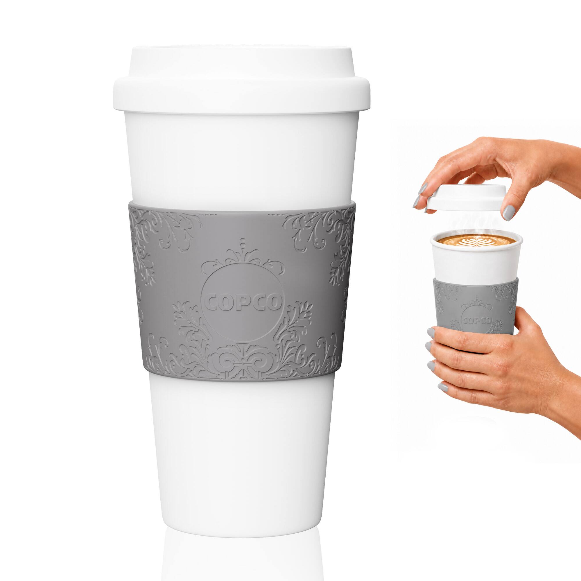 Copco - Acadia 16 oz Insulated Travel Mug with Leak-Resistant Lid, BPA-Free - Damask Gray