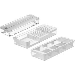 OU - In-Drawer Silverware and Utensils Organizer Set – Knife & Utensil Holder, Wrap Roll Dispenser - White