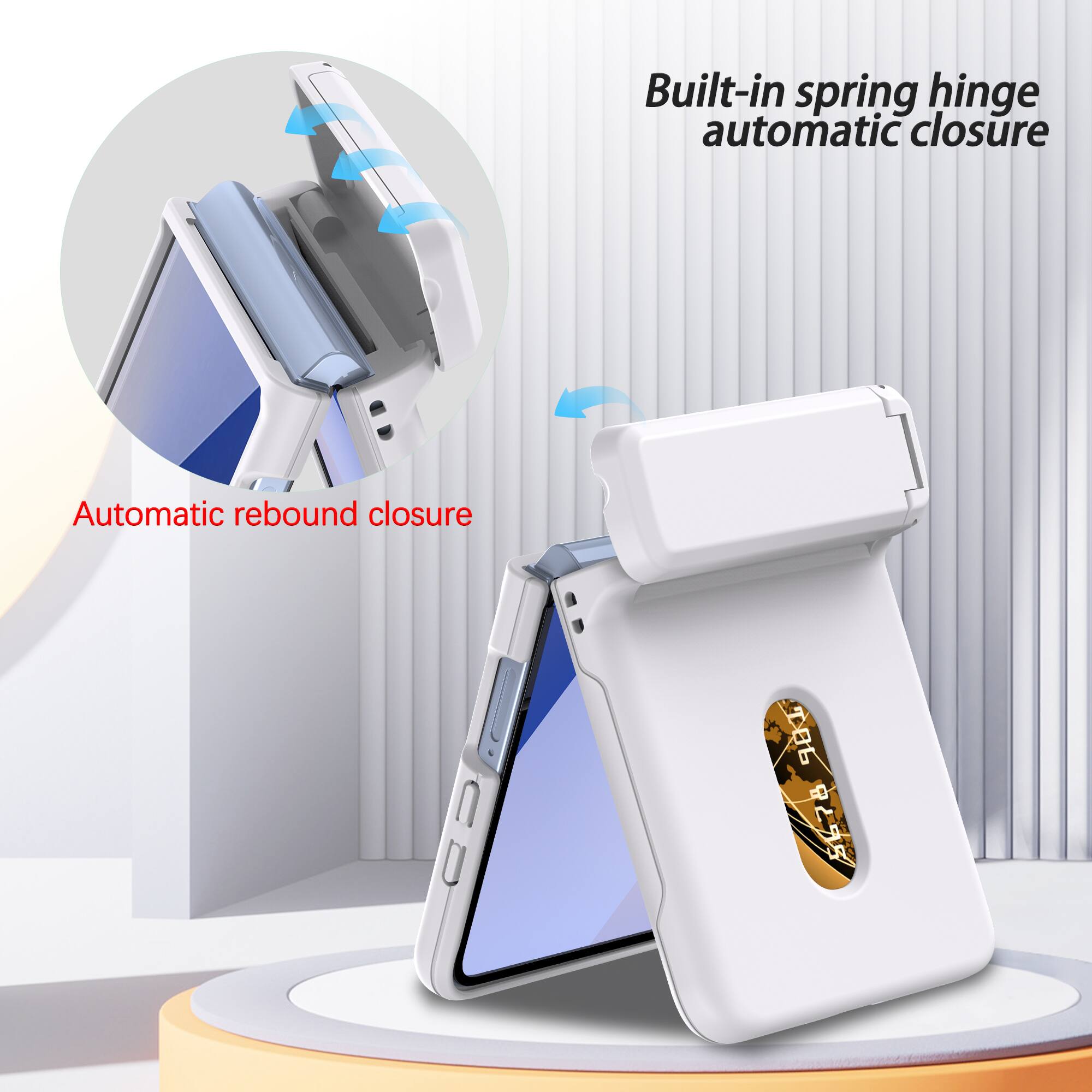 Built-in spring hinge automatic closure  
Automatic rebound closure