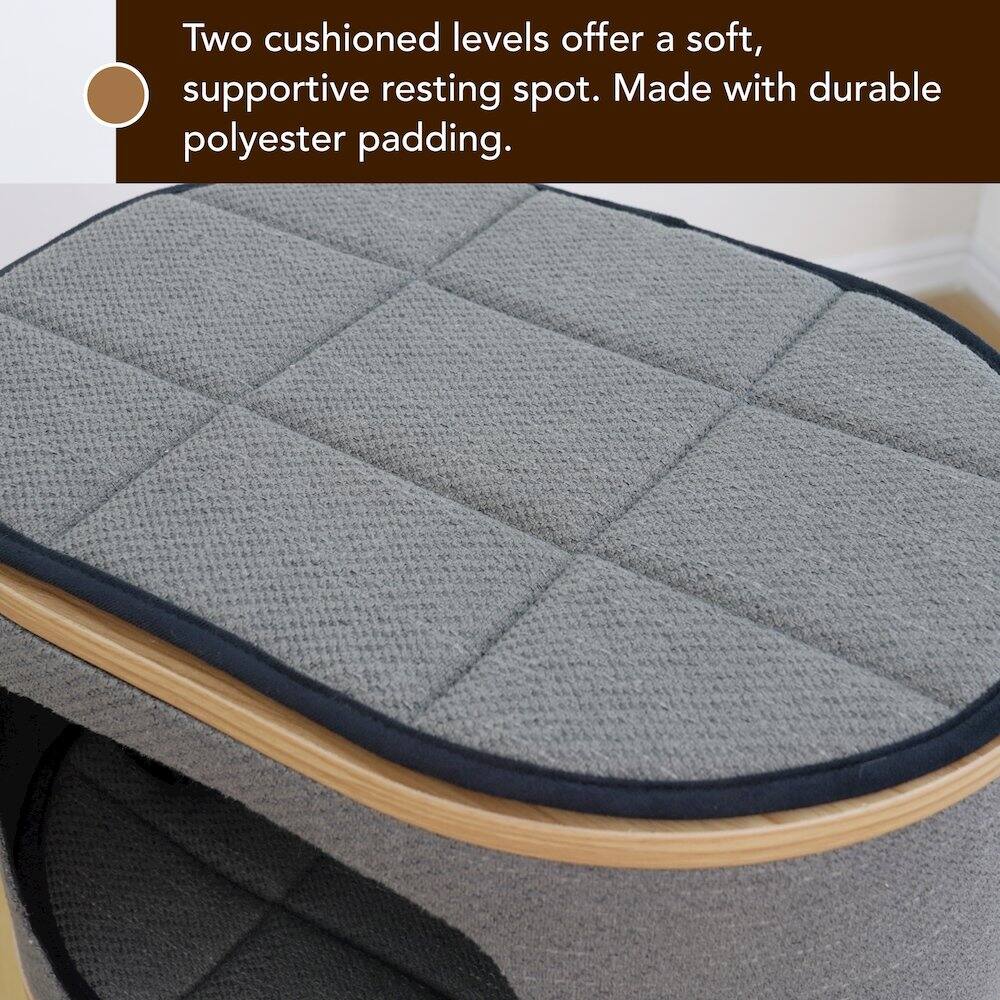 Two cushioned levels offer a soft, supportive resting spot. Made with durable polyester padding.