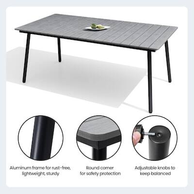 Aluminum frame for rust-free, lightweight, sturdy  
Round corner for safety protection  
Adjustable knobs to keep balanced