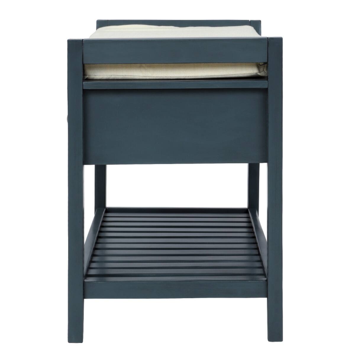 Alt View 2. HTUTWOO - Multipurpose Shoe Rack with Cushioned Seat and Drawers. - Blue.