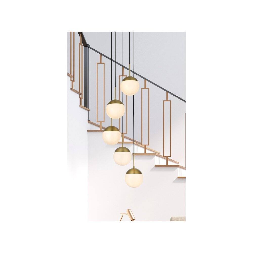 Alt View 5. Living District - Eclipse 18 Inch Pendant Frosted White Shade in Satin Gold - Satin Gold And Frosted White.