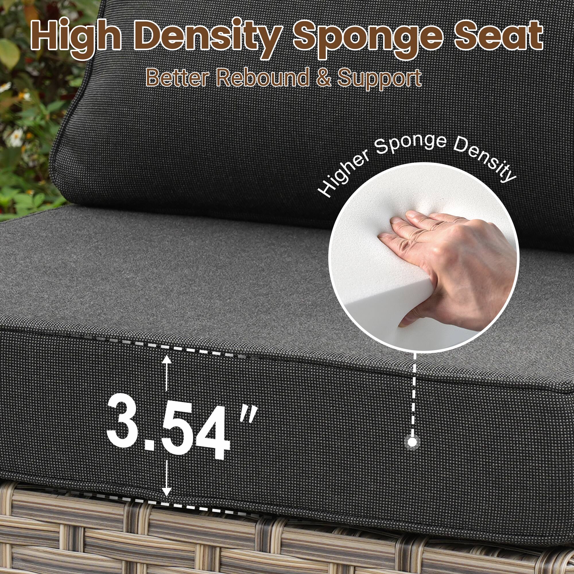 High Density Sponge Seat  
Better Rebound & Support  

Higher Sponge Density  

3.54"