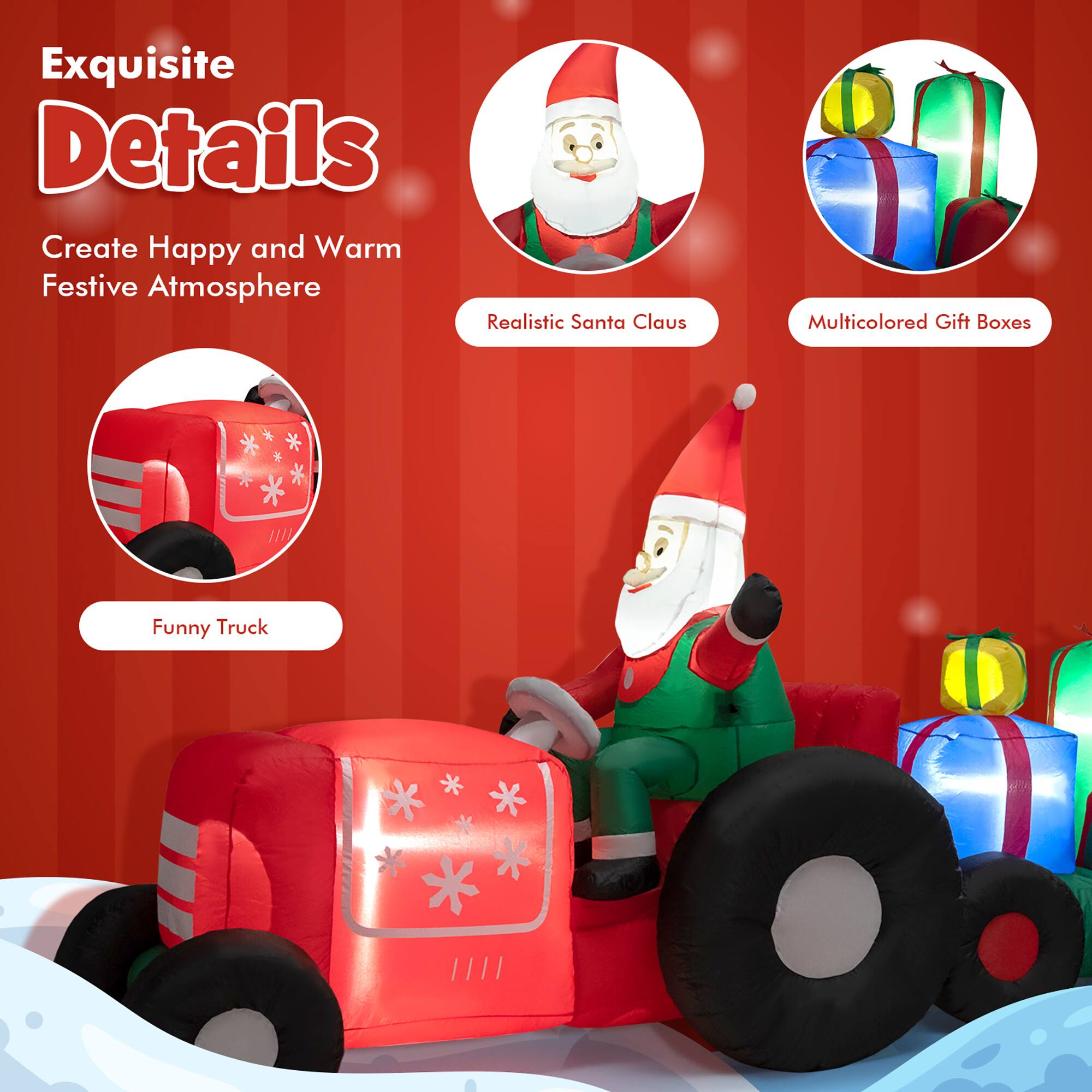 Exquisite Details  
Create Happy and Warm Festive Atmosphere  

- Realistic Santa Claus  
- Multicolored Gift Boxes  
- Funny Truck