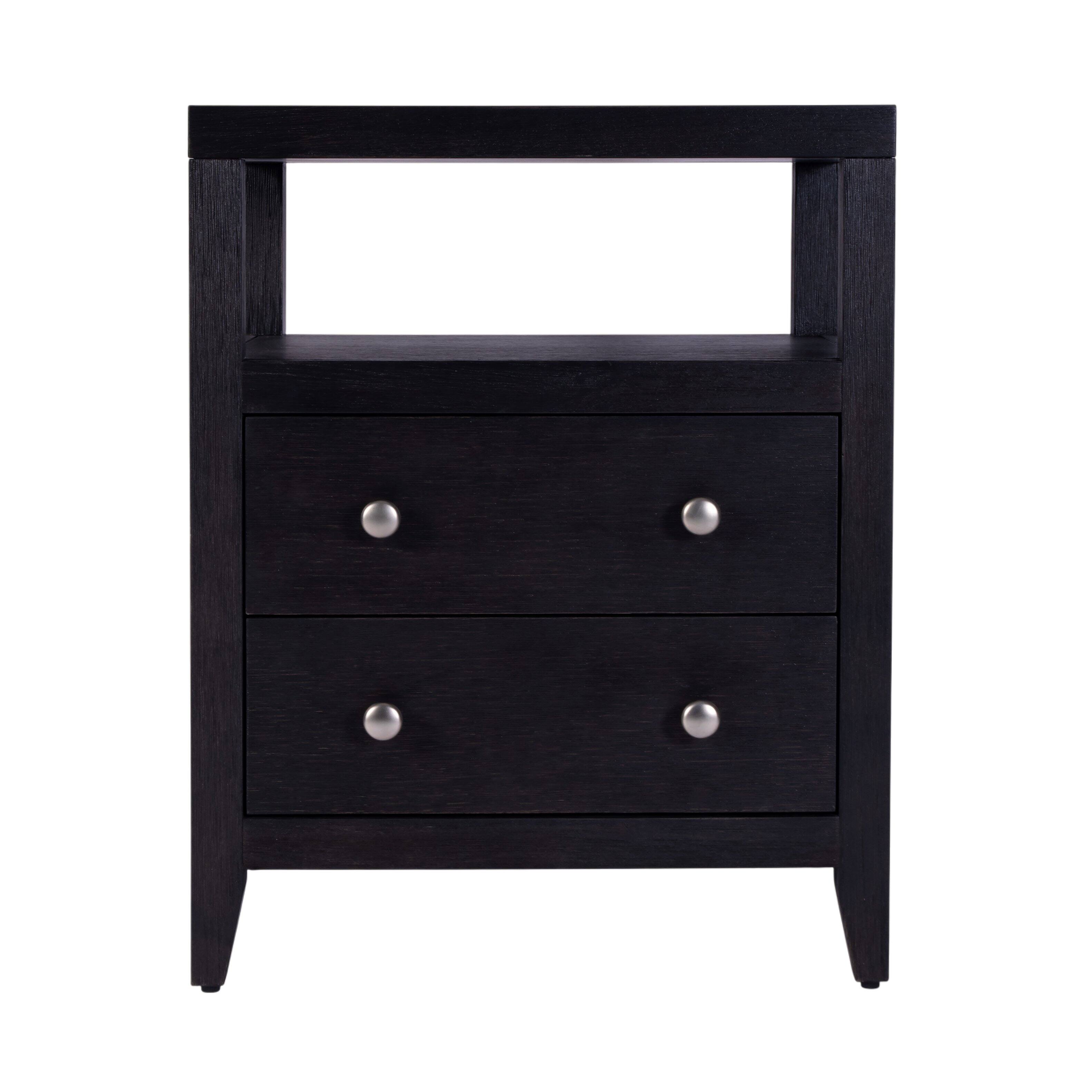 Alt View 2. Butler Specialty - Dana 21 in. W Rectangular Wood 2 Drawer Narrow Nightstand with Top Open Shelf - Coffee.