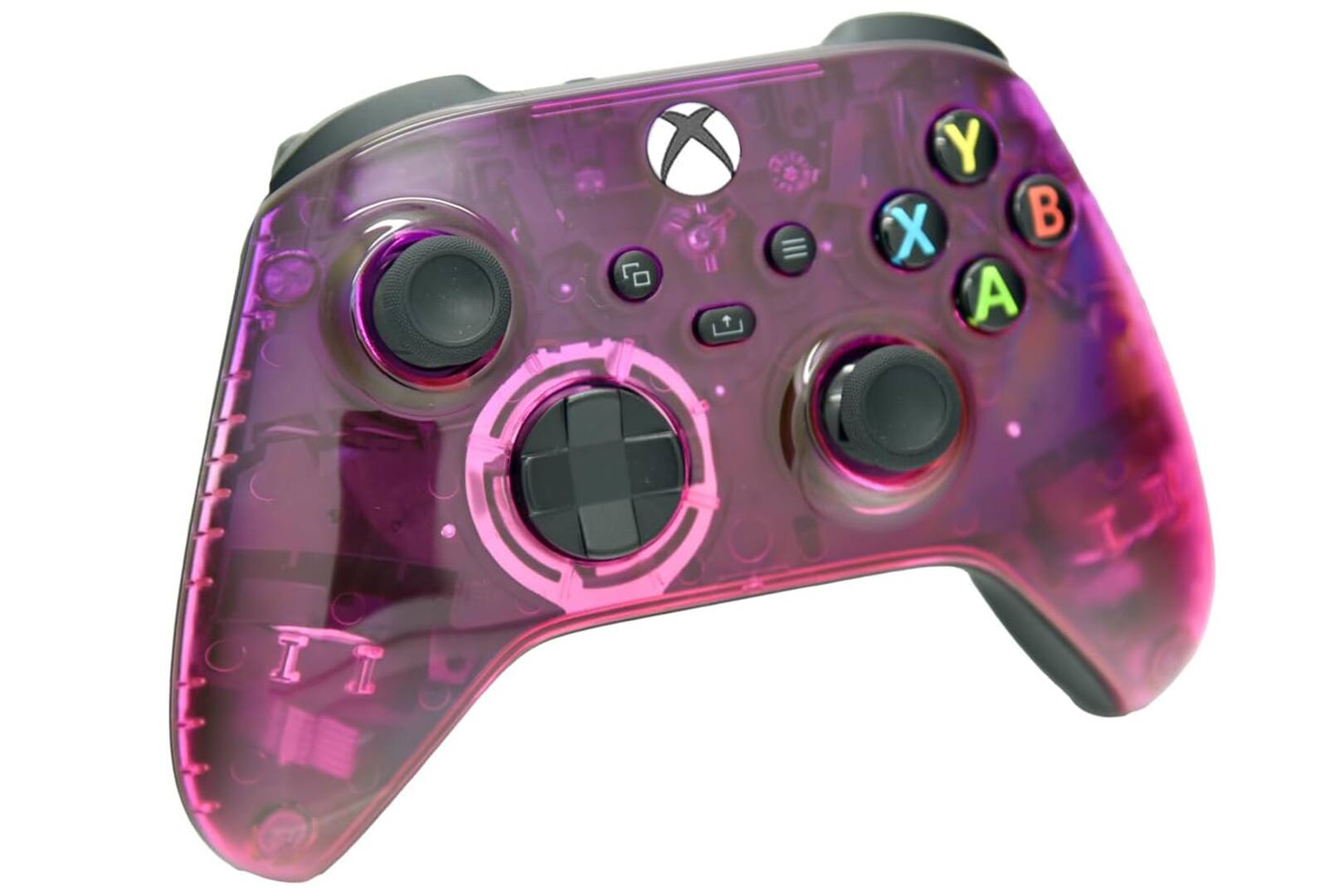 Angle. ProControllers - Custom Wireless Controller for Xbox Series X|S, Xbox One, & PC - Clear Pink & Purple.