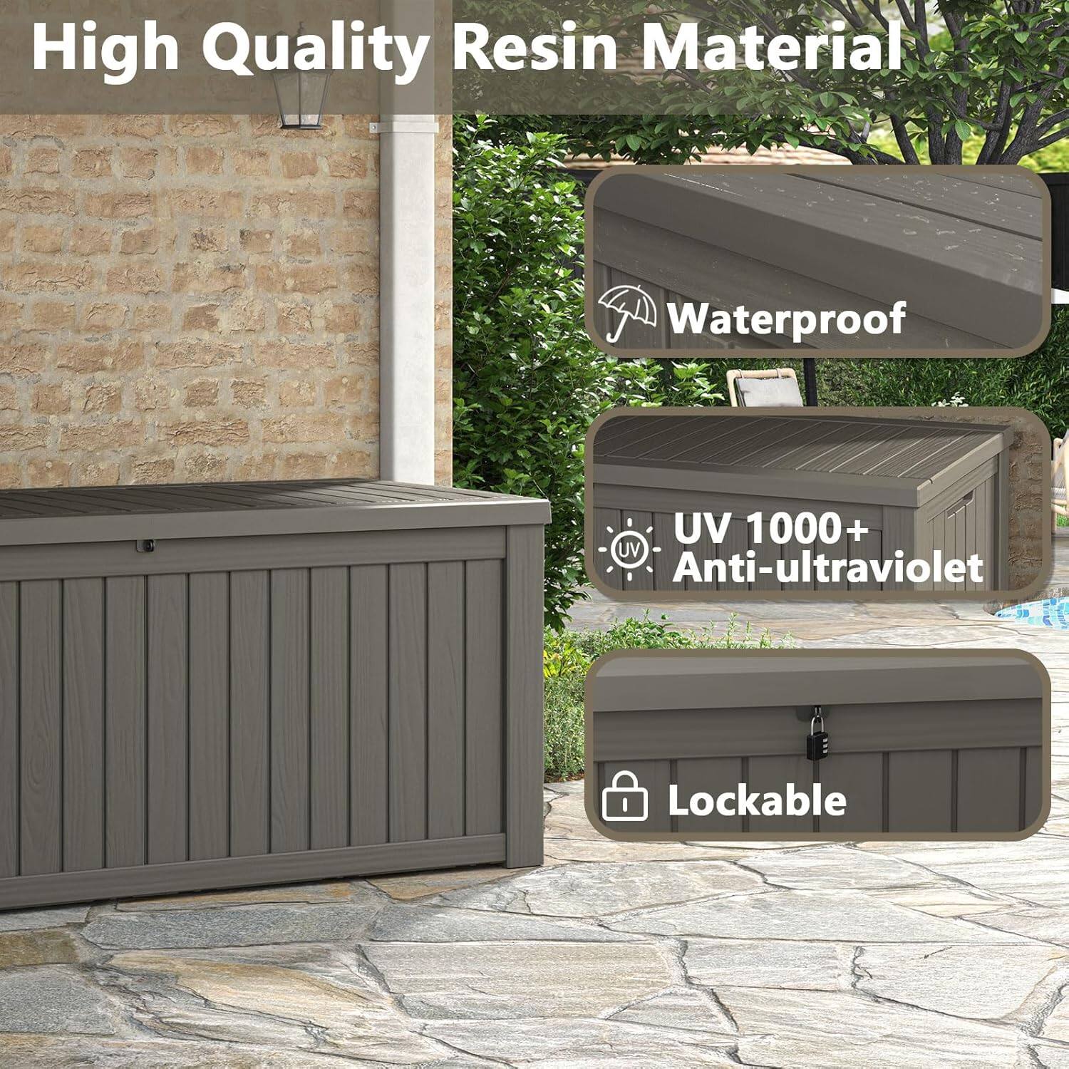 High Quality Resin Material

- Waterproof
- UV 1000+ Anti-ultraviolet
- Lockable