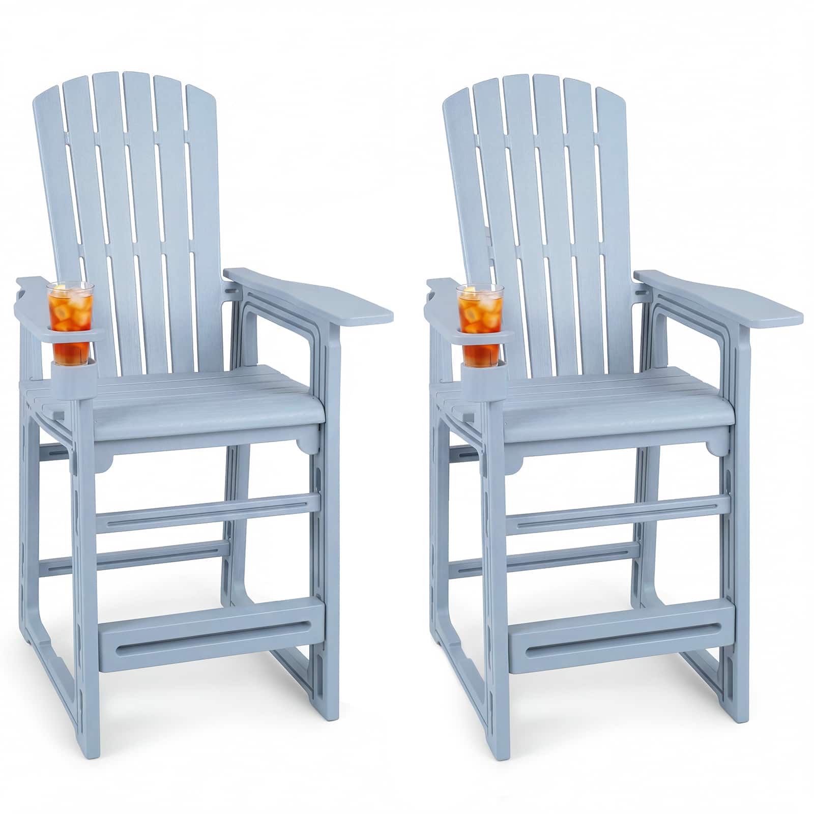 Costway - 2 PCS All-Weather HDPE Tall Adirondack Chair with Backrest, Armrests, Cup Holder - Gray price history on PriceWatchPro