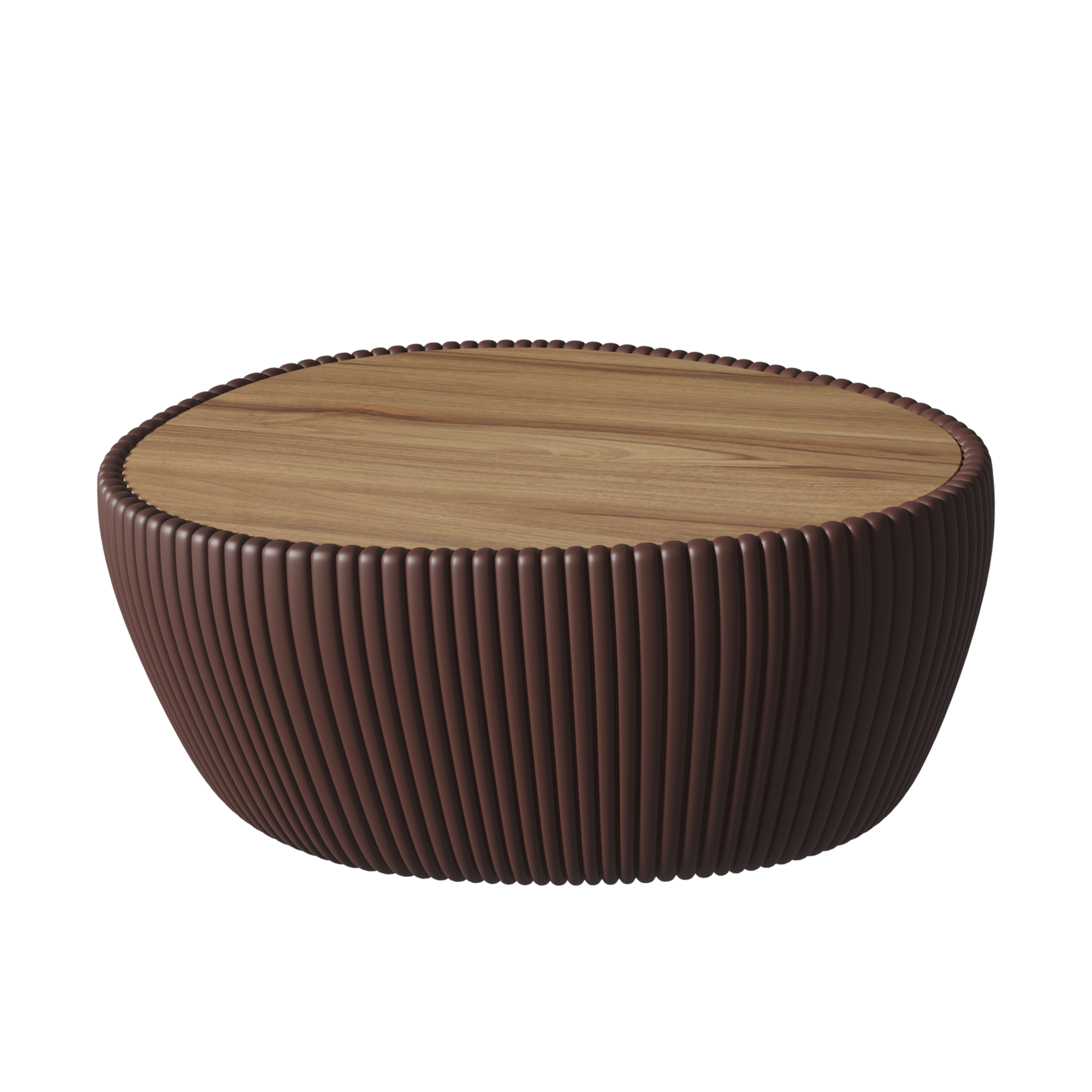 Alt View 1. TinyHomie - Light Sintered Stone End Table Cylinder Leather Modern Sofa Table For Living Room - Brown.