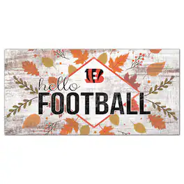 Fan Creations - Cincinnati Bengals 6'' x 12'' Hello Football Wall Art - White