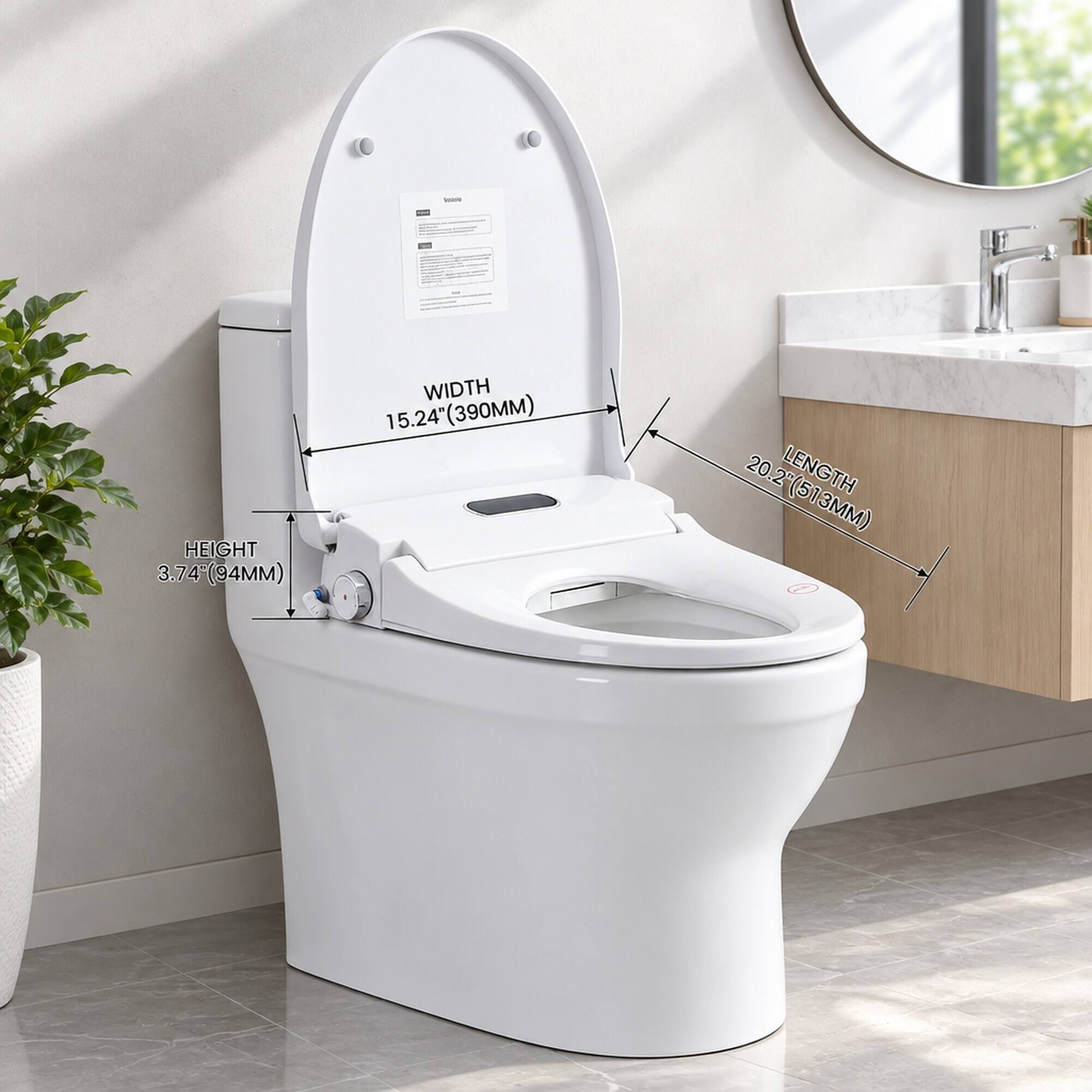 HEIGHT 3.74"(94MM)  
WIDTH 15.24"(390MM)  
LENGTH 20.2"(513MM)