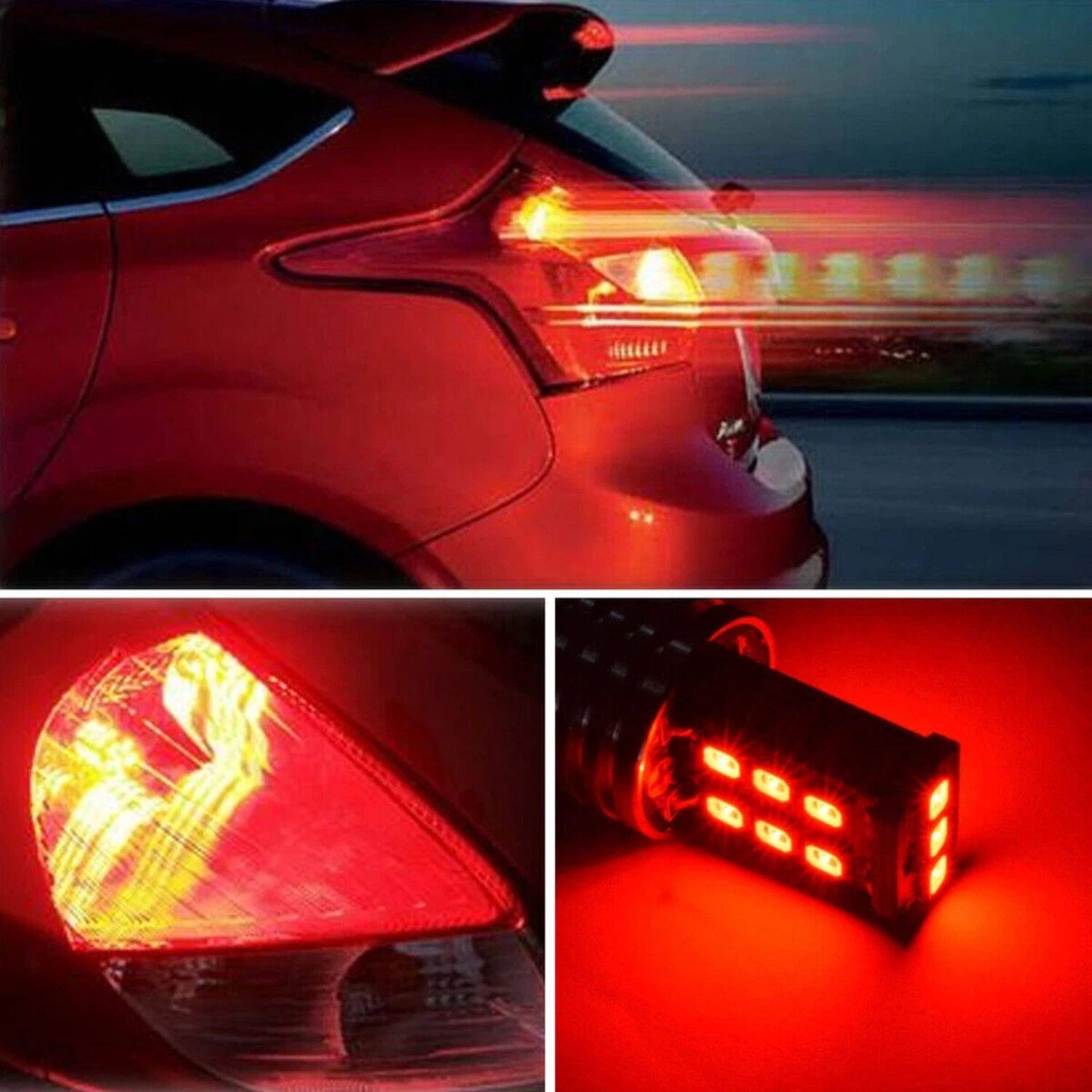 Alt View 3. Home Collection - 4× 3157 Red LED Strobe Brake Light Bulbs – Flashing Tail, Stop & Parking Lights.