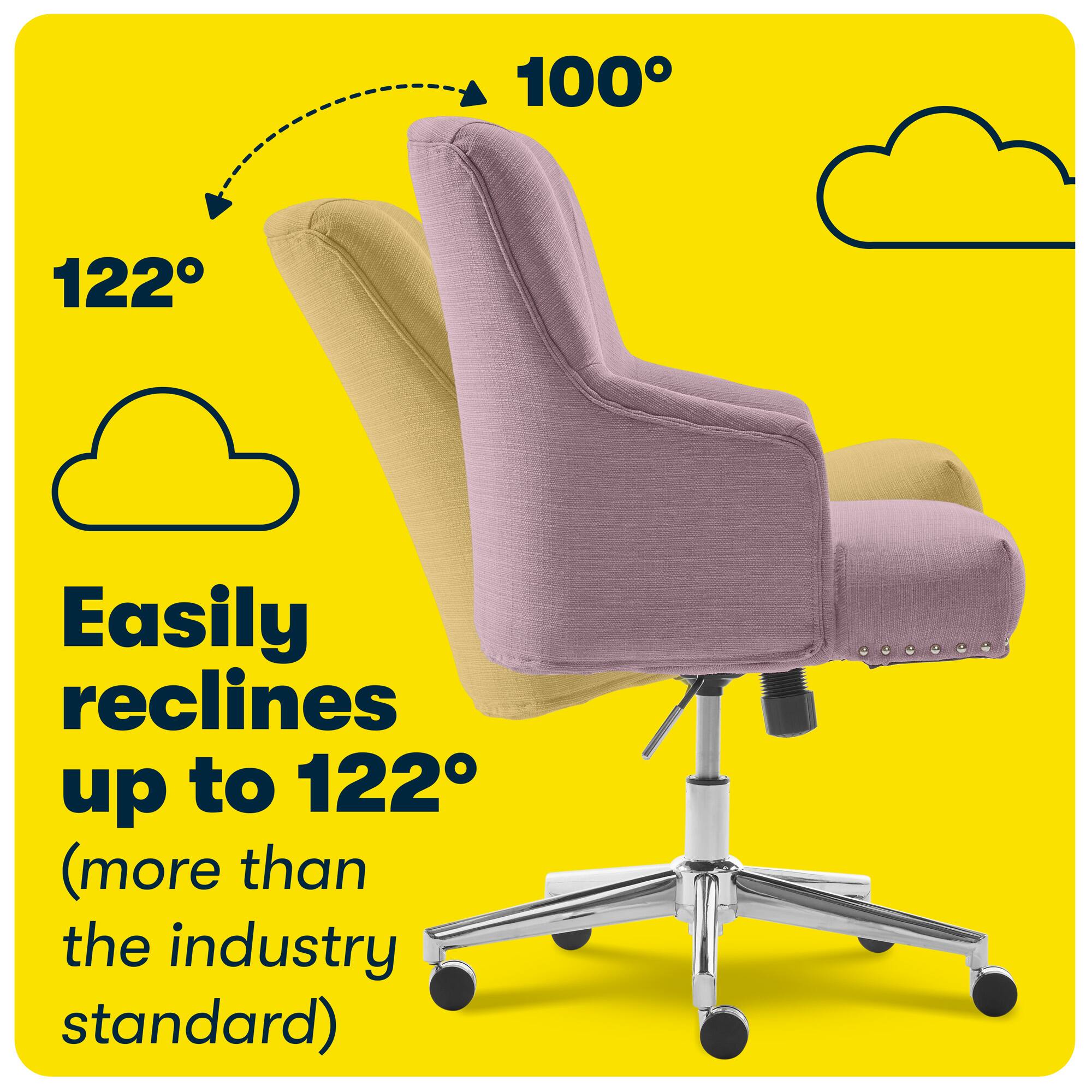 Alt View 15. Serta - Leighton Modern Memory Foam & Twill Fabric Home Office Chair - Lilac.