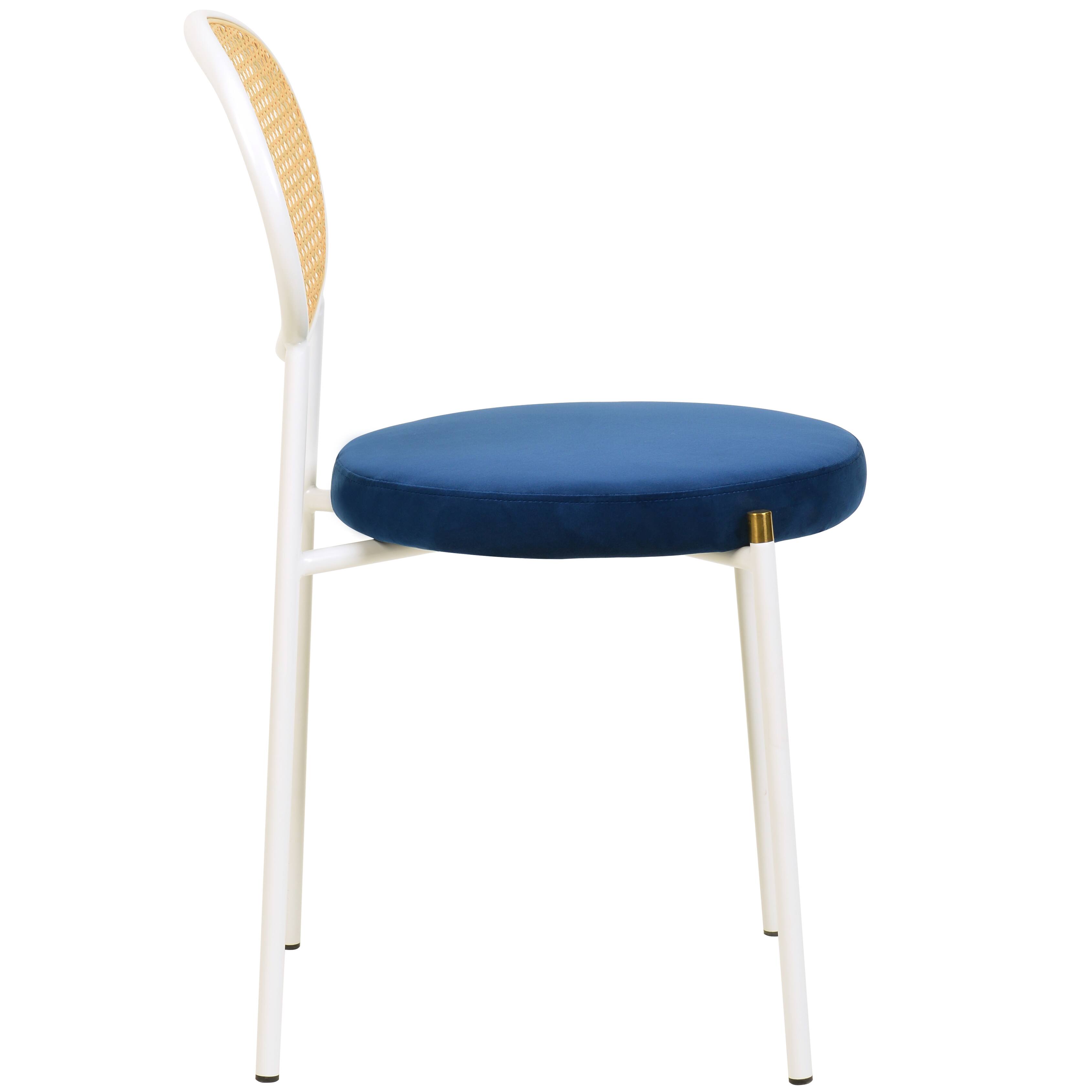 Alt View 3. LeisureMod - Euston 2-PCS Contemporary Accent Dining Chair with Velvet Cushion Seat & Rust-Resistant Metal Frame - Navy Blue.