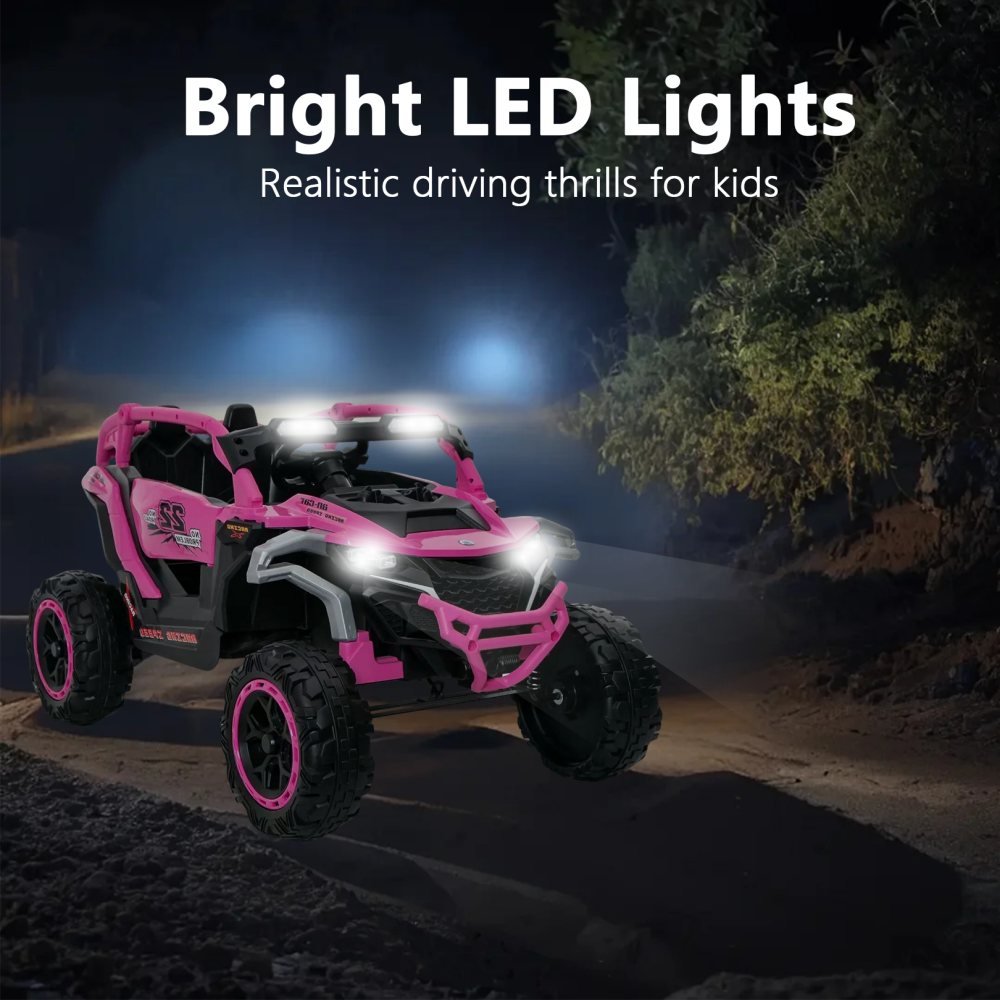 Bright LED Lights  
Realistic driving thrills for kids