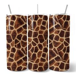 OrnamentallyYou - Safari Giraffe Print 20oz Tumbler With Lid and Stainless Steel Straw, Stylish Wildlife Gift Cup - Multicolored