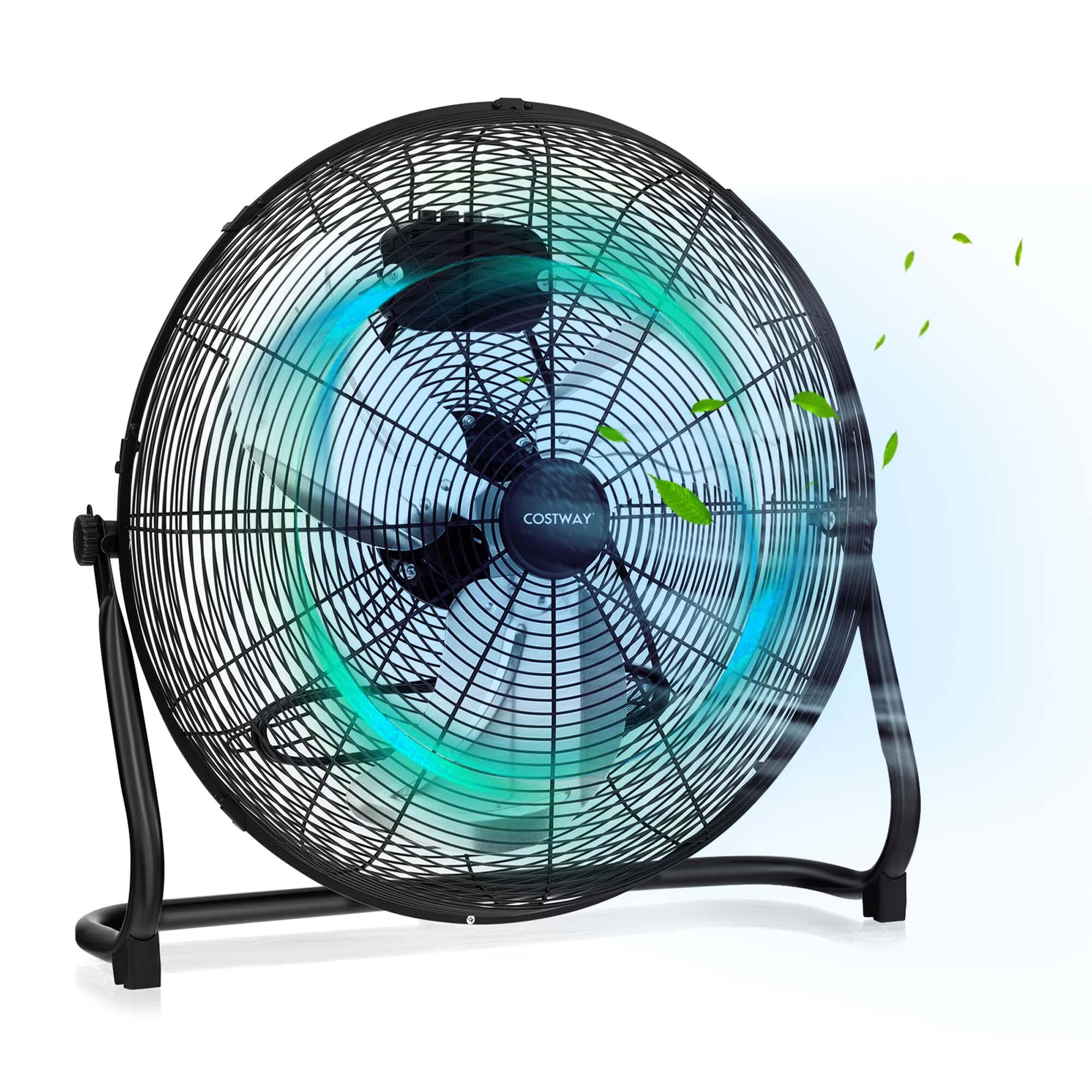 Alt View 17. Costway - 20 Inches High Velocity Floor Fan, Portable Pivoting Fan with 3 Powerful Speeds - Black.