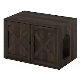 Furinno - Peli Farmhouse Cat Litter Box Enclosure - Ebony