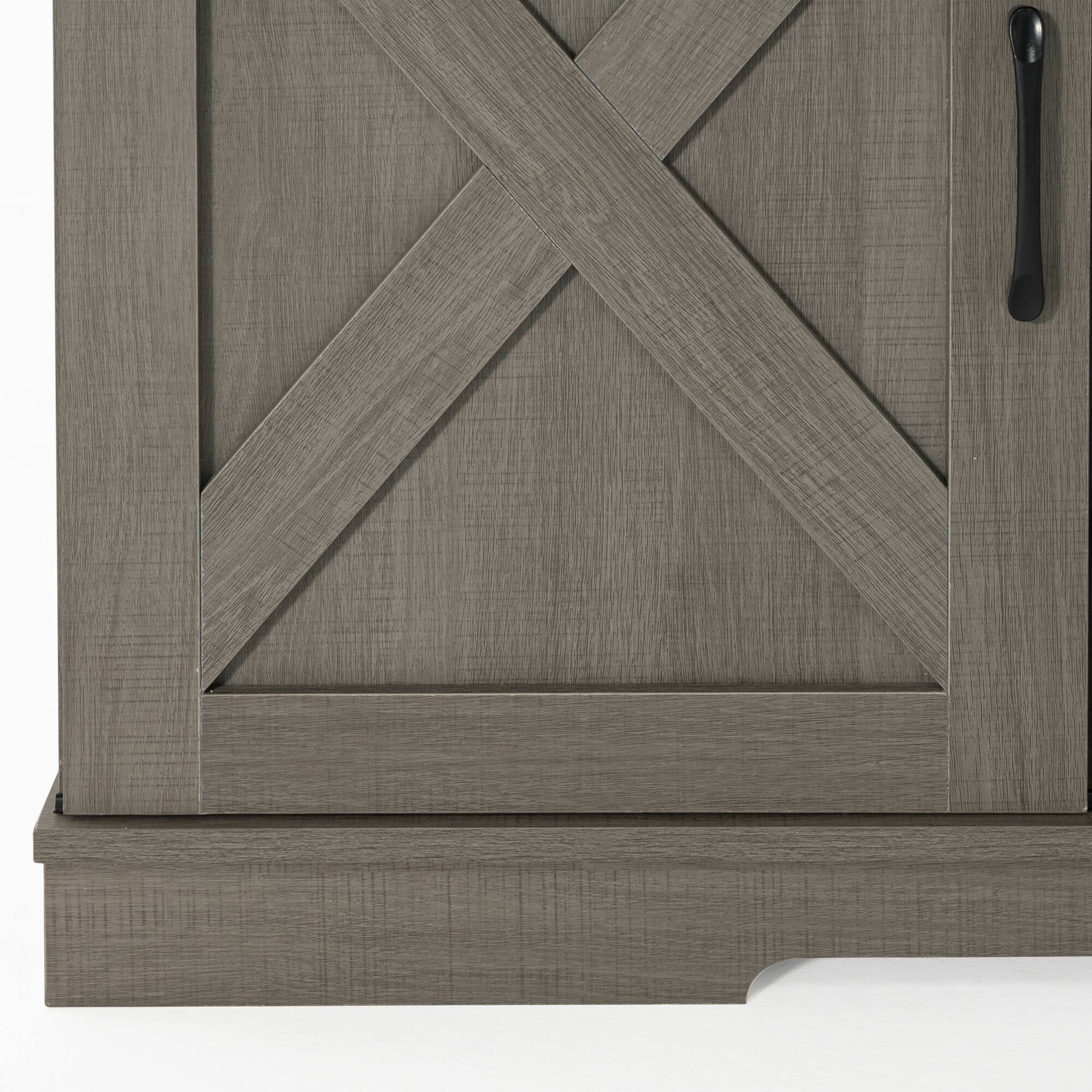 Alt View 10. Vaczon - 56" Farmhouse Tv Stand with Storage and Sliding Barn Doors, Media TV Stand Table for Living Room, Bedroom - Gray.