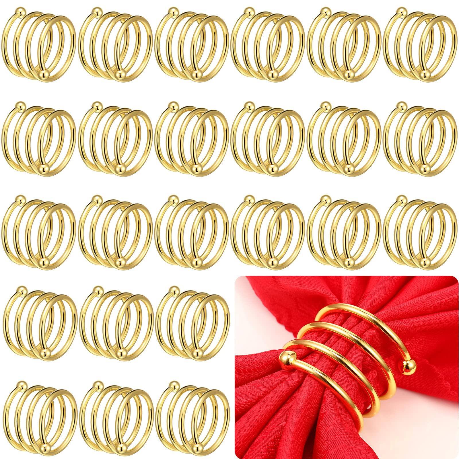 Front. Paradigms Interiors - 50 Napkin Rings Metal Spiral Round Holders Buckles Diy Cloth Holder For Christmas Thanksgiving Wedding Rece... - Default.