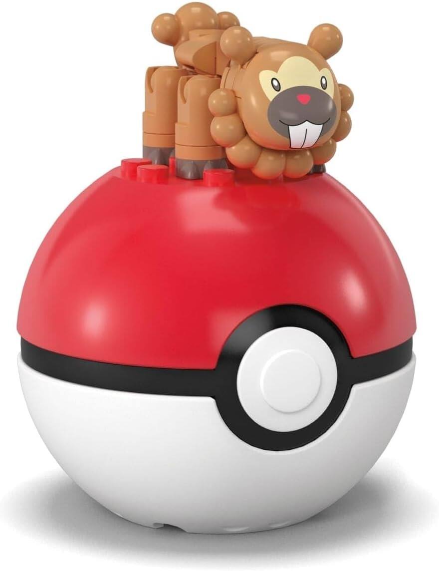 Alt View 2. MEGA - MEGA Pokemon: Series 23 Bidoof Pokeball - 26 Piece Building Set.