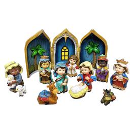 Refined Abode Design - Nativity Scene 12-piece Handcrafted Figurine Set Christmas Families Hand-painted Holiday Decor Display - Multi