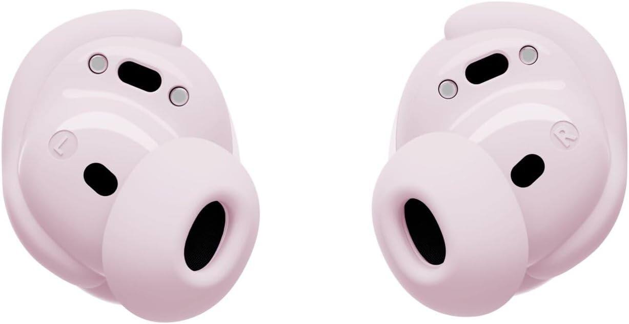Left. Bose - Bose QuietComfort Earbuds Bundle with Fast Charger - Noise Cancellation (Petal Pink) - Petal Pink.