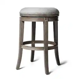 Maven Lane - 30" Alexander Backless Bar Stool Finish with Fabric Upholstery - Reclaimed Oak