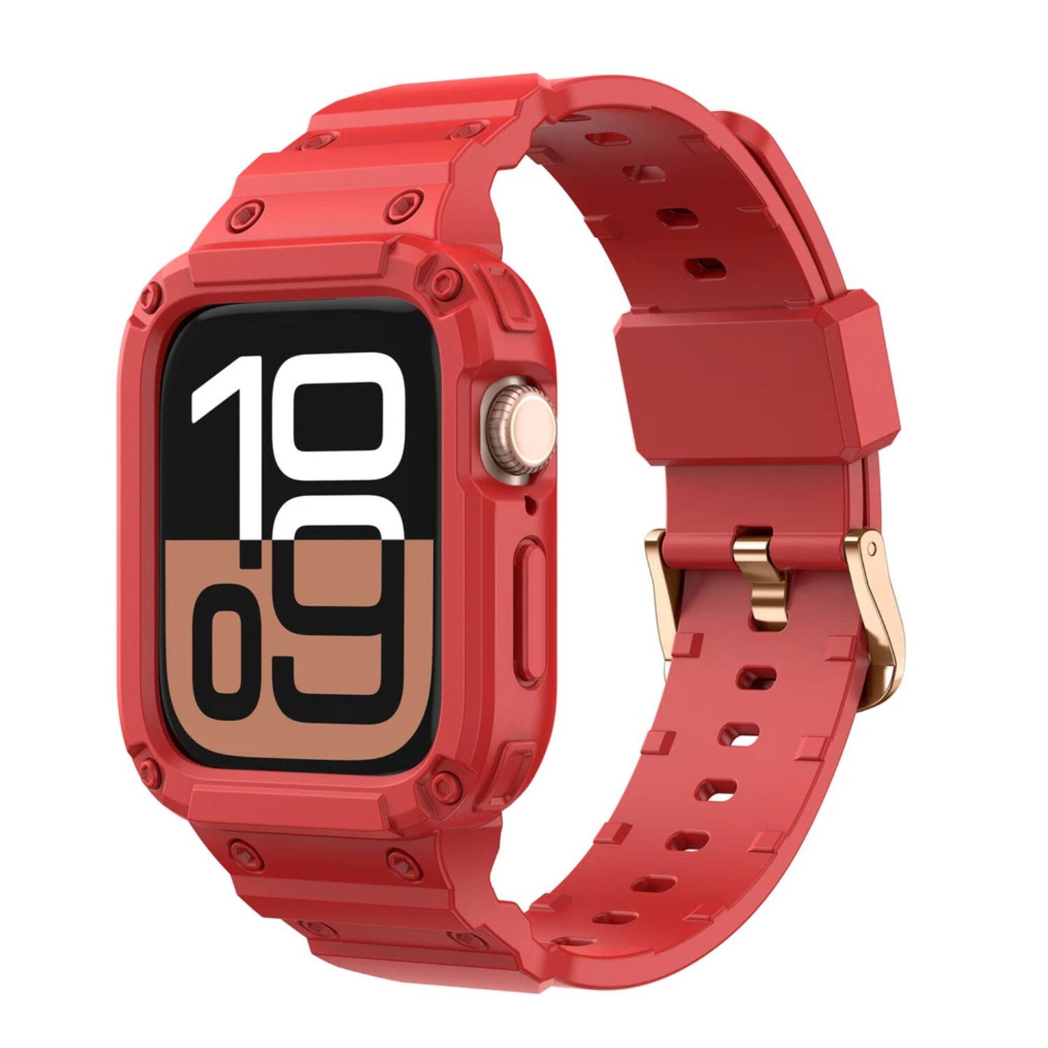 Front. Stock Preferred - TPU Sport Band for Apple Watch Series 10 (46mm) - Red - Red.