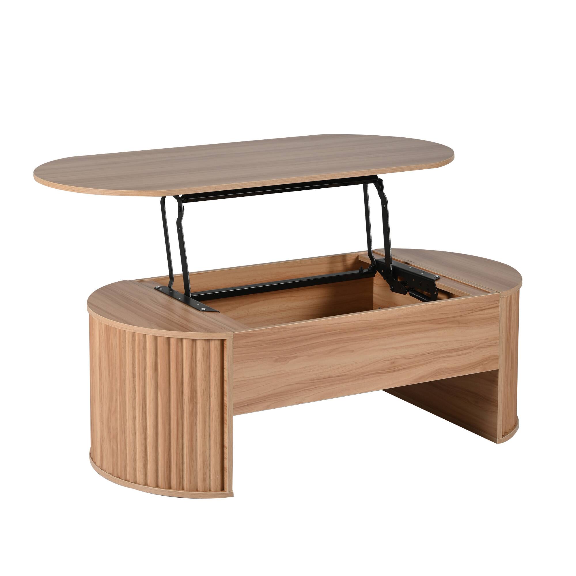 Left. Forest'nSky - Acacia Wood 47.2''Lift Top Coffee Table with Hidden Compartment for Home Living Room - Acacia Wood.