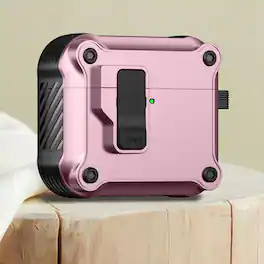 UUCOVER - For AirPods Pro 3rd Gen (2025) Protective Case with Secure Opening Lock and Metal Carabiner, Shockproof Full-Body Cover - Rosegold