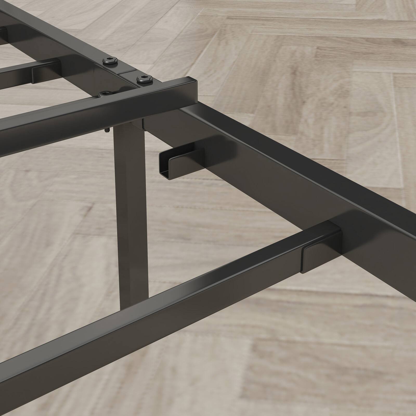 Alt View 6. Spaco - Spaco Queen Size Wood Platform Bed Frame,No Box Spring Needed,Strong Wood Slat Support, Easy Assembly for Bedroom - Dark Gray.