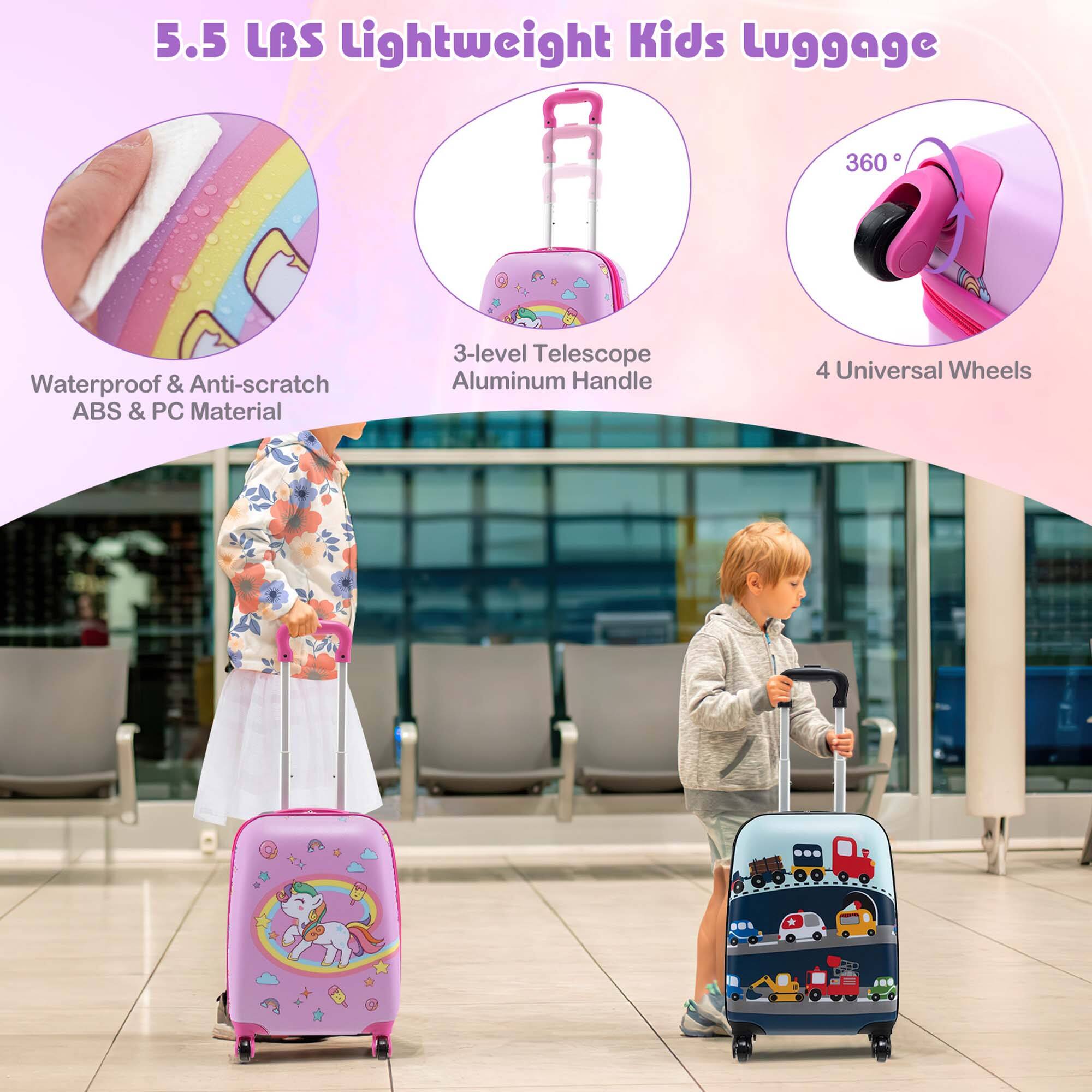 5.5 Lbs Lightweight Kids Luggage: 360 Waterproof & Anti-scratch ABS & PC Material, 3-level Telescope Aluminum Handle, 4 Universal Wheels...