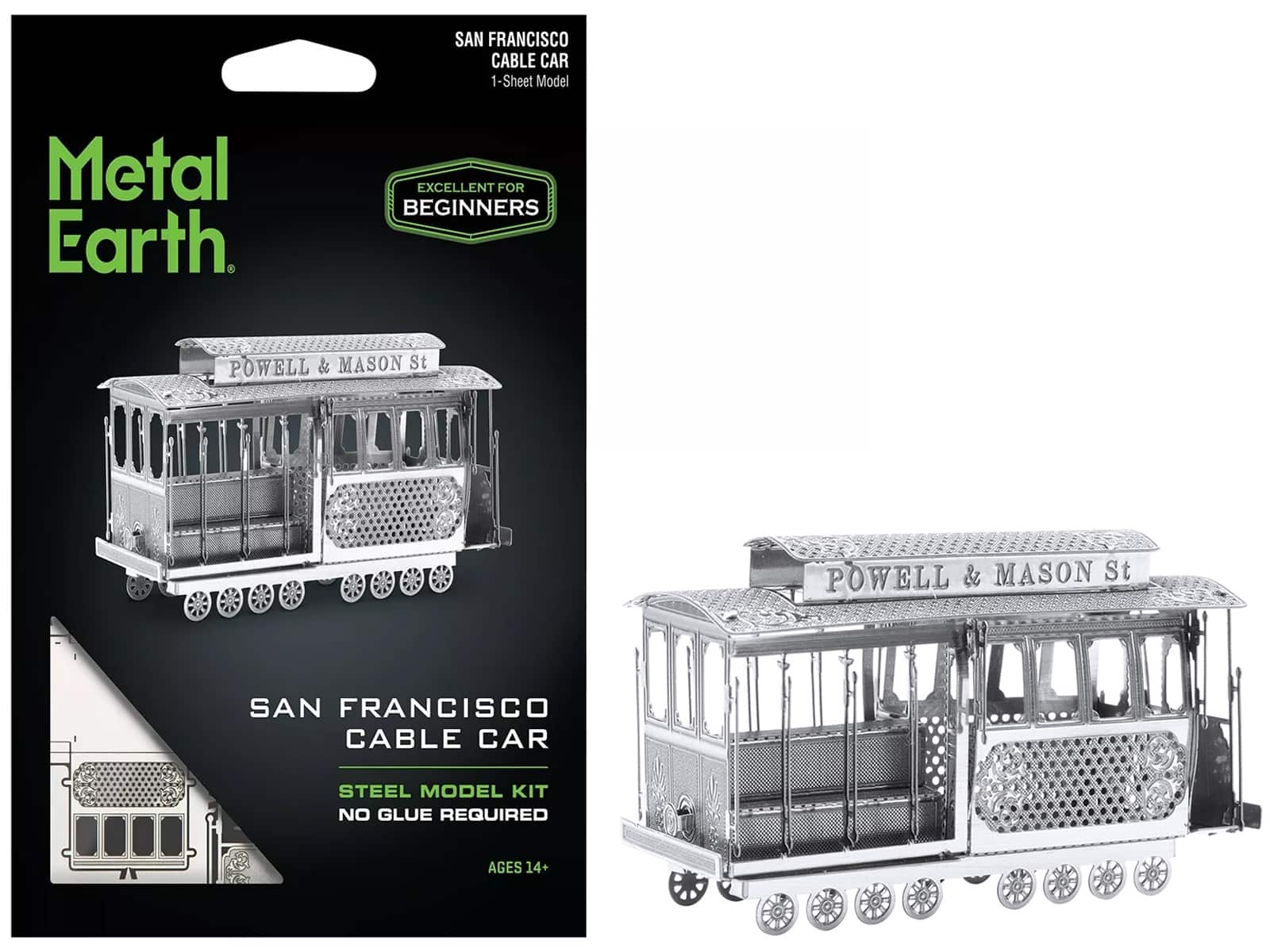 Model Kit San Francisco Cable Car "Powel & Mason St" (Easy Difficulty) Steel Model by Metal Earth - Silver