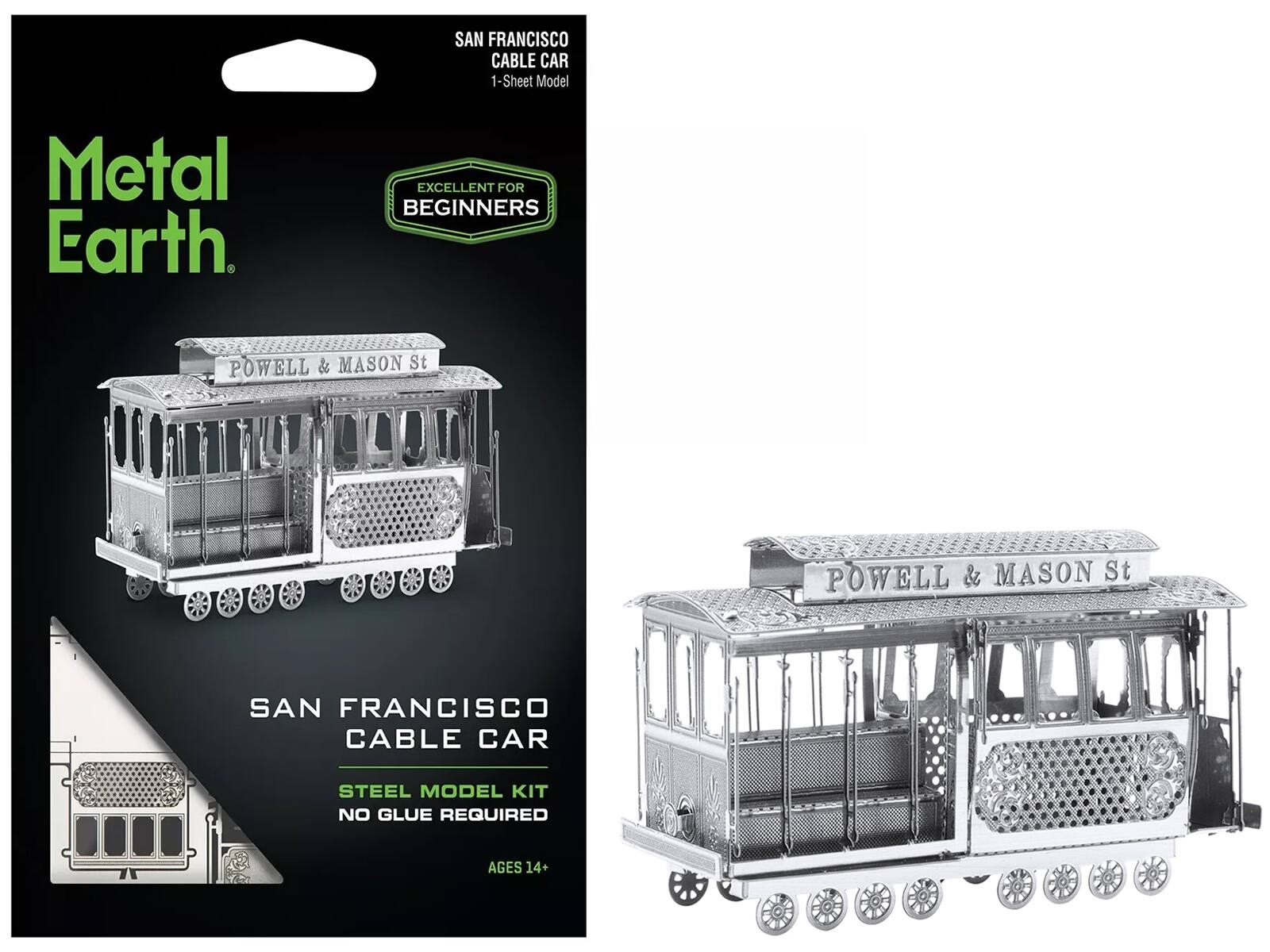 Metal Earth

SAN FRANCISCO CABLE CAR  
1-Sheet Model

EXCELLENT FOR BEGINNERS

SAN FRANCISCO CABLE CAR  
STEEL MODEL KIT  
NO GLUE REQUIRED  
AGES 14+