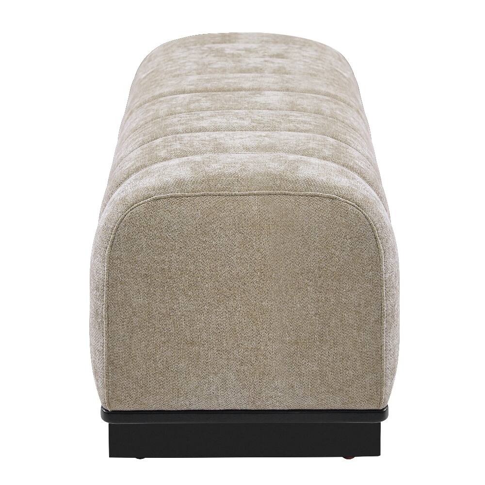 Alt View 9. Ropilly - Ropilly Modern Indoor Dining Bench, Oatmeal Chenille Fabric, Rubber Wood Legs, Upholstered Entryway Seating - Oatmeal.