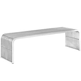 Pipe 60" Stainless Steel Bench by Modway - Silver