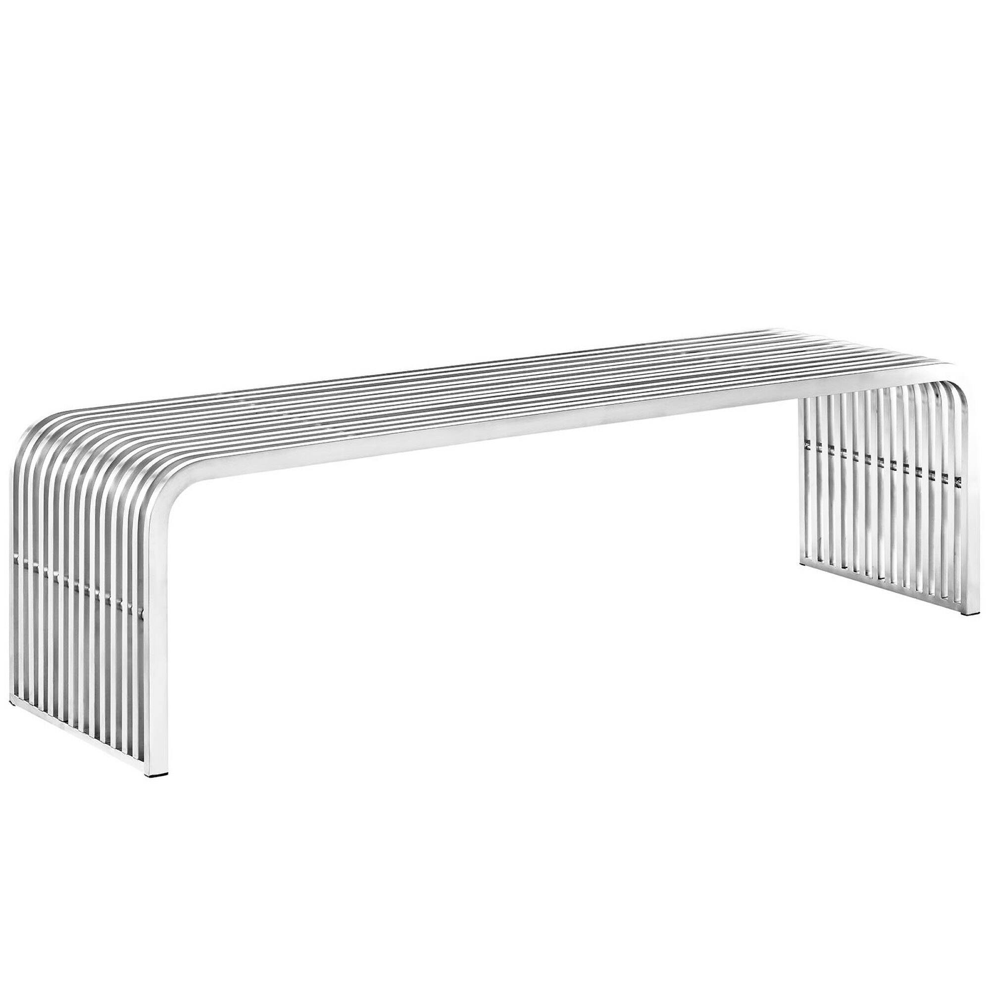 Front. Modway - Pipe 60" Stainless Steel Bench by Modway - Silver.